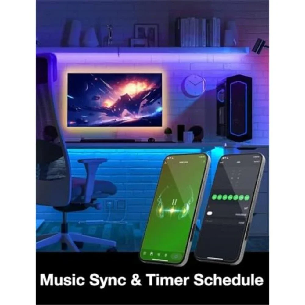 Smart LED Strip Lights 100ft WiFi RGB Color Changing Music Sync Voice Control